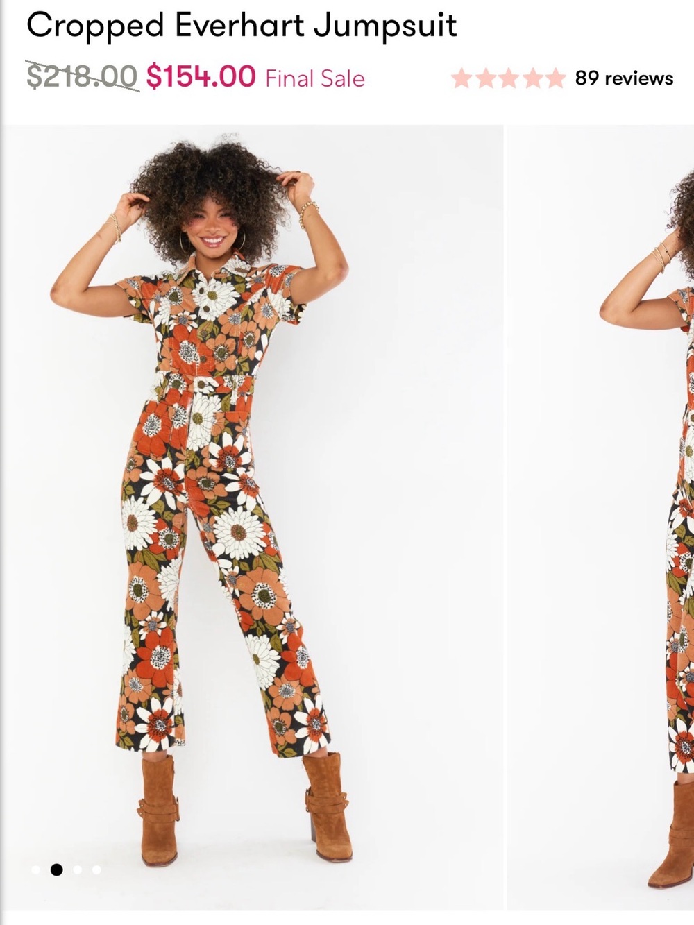 Show Me Your Mumu Everhart  Floral Short-Sleeve Jumpsuit in Orange & White